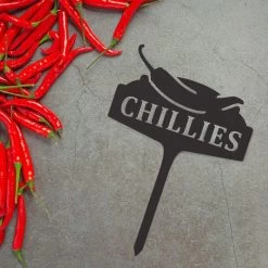 Black "Chillies" Vegetable Label -Garden Supply Discount Store chillies label blk 4