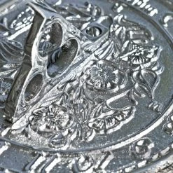 Bright Chrome "Morning Glory" - 140mm -Garden Supply Discount Store close up of the detail on the sundial