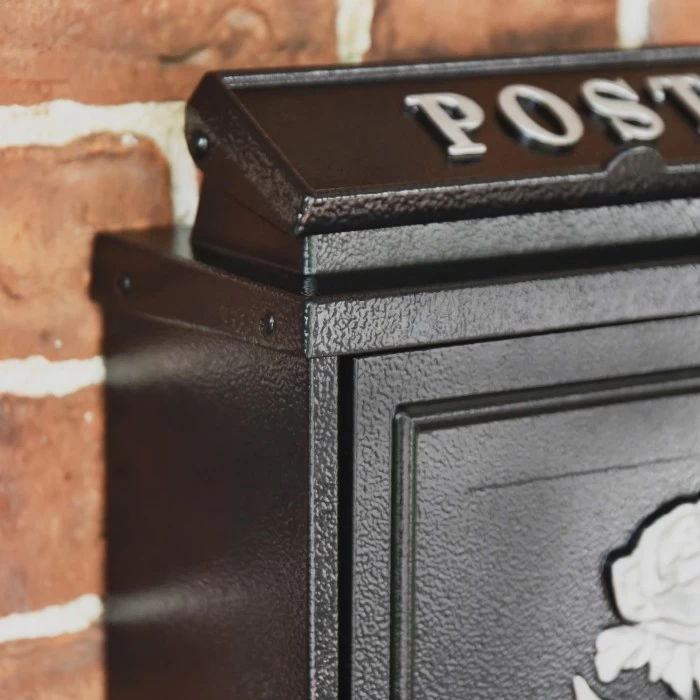 Black & Silver "Oxford Rose" Wall Mounted Post Box 5 Black & Silver "Oxford Rose" Wall Mounted Post Box - Image 3