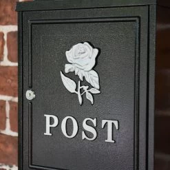 Black & Silver "Oxford Rose" Wall Mounted Post Box 10 Black & Silver "Oxford Rose" Wall Mounted Post Box -Garden Supply Discount Store cnsr018 5