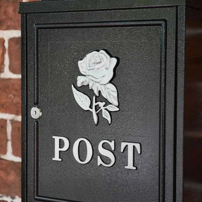 Black & Silver "Oxford Rose" Wall Mounted Post Box 6 Black & Silver "Oxford Rose" Wall Mounted Post Box - Image 4