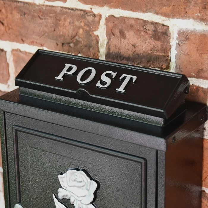 Black & Silver "Oxford Rose" Wall Mounted Post Box 7 Black & Silver "Oxford Rose" Wall Mounted Post Box - Image 5