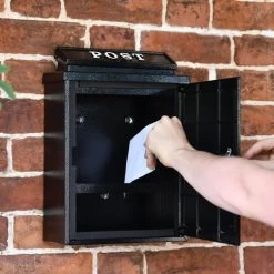 Black & White "Oxford Rose" Wall Mounted Post Box -Garden Supply Discount Store cnsr019 3