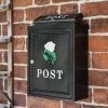 Black & White "Oxford Rose" Wall Mounted Post Box -Garden Supply Discount Store cnsr019 4