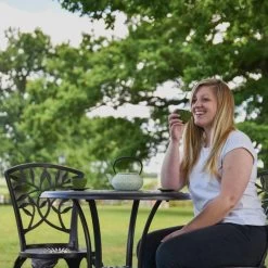 Aluminium Arched "Floral" Table & Chair Set -Copper Finish -Garden Supply Discount Store cnss038 cop set 1