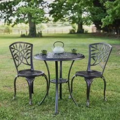 Aluminium Arched "Floral" Table & Chair Set -Copper Finish -Garden Supply Discount Store cnss038 cop set 8