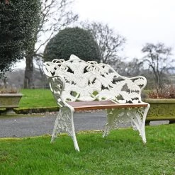 "Coalbrookdale" Cream Two Seater Garden Bench -Garden Supply Discount Store coalbrookdale two seater garden bench 2