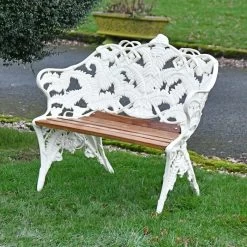 "Coalbrookdale" Cream Two Seater Garden Bench -Garden Supply Discount Store coalbrookdale two seater garden bench 3