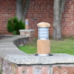 Compact Driveway Wooden Bollard Light 24cm -Garden Supply Discount Store compact driveway wooden bollard light 2