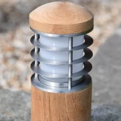 Compact Driveway Wooden Bollard Light 24cm -Garden Supply Discount Store compact driveway wooden bollard light 4