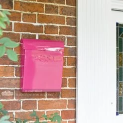 “Persian Summer” Bright Pink Contemporary Post Box -Garden Supply Discount Store contemporary pink wall mounted post box