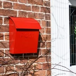 Bright Red Contemporary Post Box With Lock -Garden Supply Discount Store contemporary post box finished in an bright red