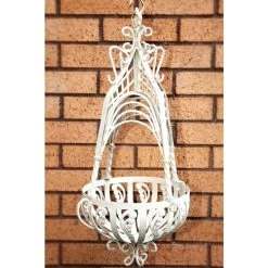 “Eugenia House” Ornate Hanging Basket Only -Garden Supply Discount Store cream hanging baskets 1 1