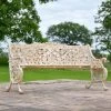 'The Livingstone' Antique Cream Ornate Cast Iron Three Seater Bench -Garden Supply Discount Store cream cast iron bench 1 1