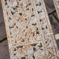 'The Livingstone' Antique Cream Ornate Cast Iron Three Seater Bench -Garden Supply Discount Store cream cast iron bench 6 1