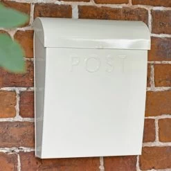 “Alpine Peaks” Cream Contemporary Post Box -Garden Supply Discount Store cream finish modern wall mounted parcel box