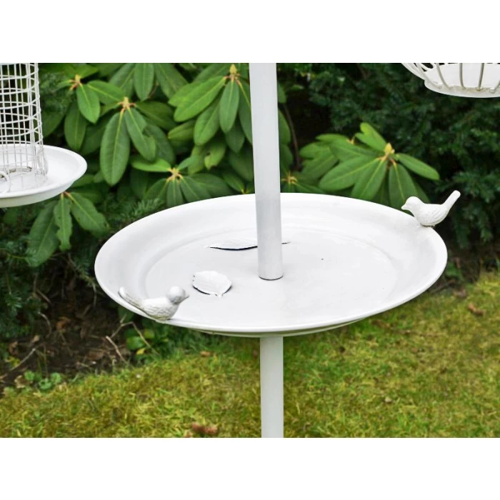 Cream Free Standing Bird Feeder & Bird Bath 4 Cream Free Standing Bird Feeder & Bird Bath - Image 2