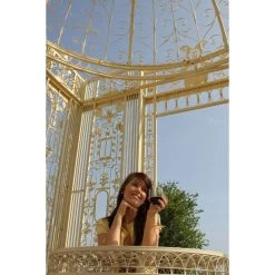 The LUXURY " Royal Alexandria" Wrought Iron Pavilion -Garden Supply Discount Store cream royal alexandria garden gazebo close up