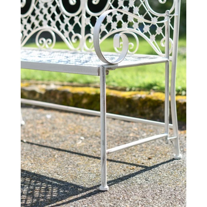 Deluxe "Cerberus" Ornate Two Seater Garden Bench In Antique White 11 Deluxe "Cerberus" Ornate Two Seater Garden Bench In Antique White - Image 9