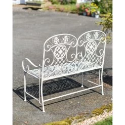 Deluxe "Cerberus" Ornate Two Seater Garden Bench In Antique White 16 Deluxe "Cerberus" Ornate Two Seater Garden Bench In Antique White -Garden Supply Discount Store deluxe cerberus ornate two seater garden bench 12