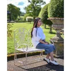 Deluxe "Cerberus" Ornate Two Seater Garden Bench In Antique White 15 Deluxe "Cerberus" Ornate Two Seater Garden Bench In Antique White -Garden Supply Discount Store deluxe cerberus ornate two seater garden bench 1