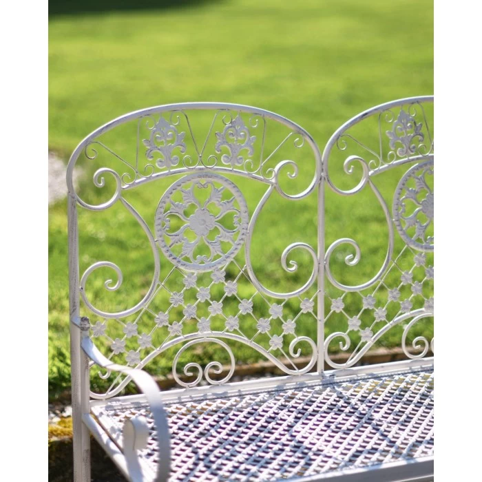 Deluxe "Cerberus" Ornate Two Seater Garden Bench In Antique White 7 Deluxe "Cerberus" Ornate Two Seater Garden Bench In Antique White - Image 5