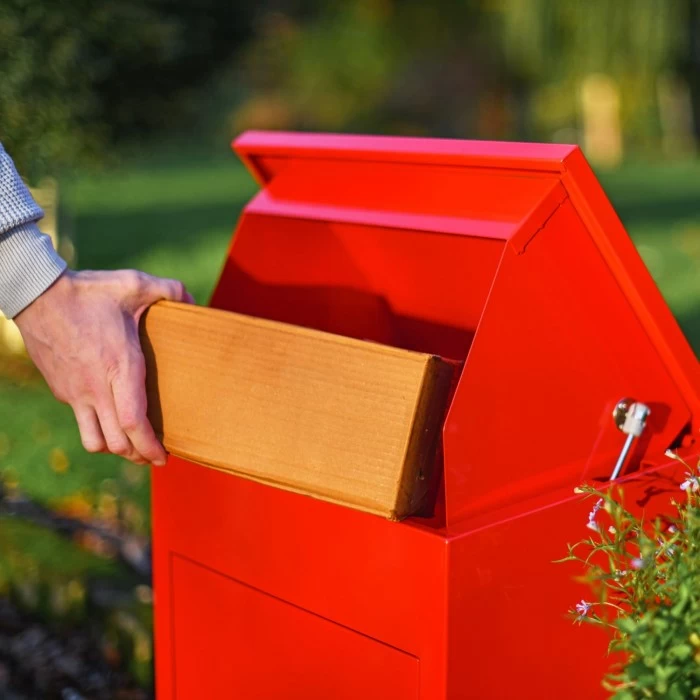 Deluxe Red "Bexley" Free Standing Parcel Box 4 Deluxe Red "Bexley" Free Standing Parcel Box - Image 2