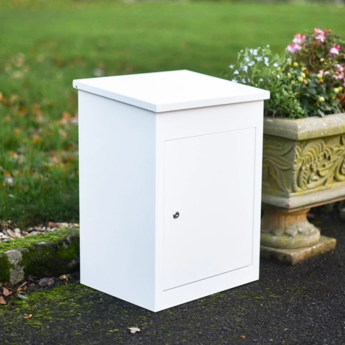 Deluxe White "Bexley" Free Standing Parcel Box 3 Deluxe White "Bexley" Free Standing Parcel Box