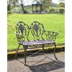 Deluxe Two-Seater Cast Aluminium "Rosebud" Garden Bench 17 Deluxe Two-Seater Cast Aluminium "Rosebud" Garden Bench -Garden Supply Discount Store deluxe two seater cast aluminium rosebud garden bench 2