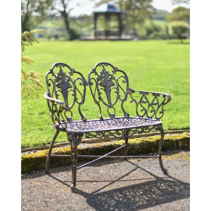 Deluxe Two-Seater Cast Aluminium "Rosebud" Garden Bench 10 Deluxe Two-Seater Cast Aluminium "Rosebud" Garden Bench - Image 8