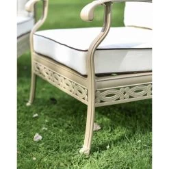 Deluxe Champagne "Elmswood" Outdoor Five Seater Furniture Sofa, Table & Chair Set 20 Deluxe Champagne "Elmswood" Outdoor Five Seater Furniture Sofa, Table & Chair Set -Garden Supply Discount Store deluxe white 22elmswood 22 outdoor five seater furniture sofa table chair set 6