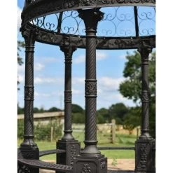 Deluxe Wrought Iron "Aurelia" Black Powder Coated Gazebo -Garden Supply Discount Store deluxe wrought iron 22aurelia 22 black powder coated gazebo 11