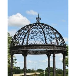 Deluxe Wrought Iron "Aurelia" Black Powder Coated Gazebo -Garden Supply Discount Store deluxe wrought iron 22aurelia 22 black powder coated gazebo 13