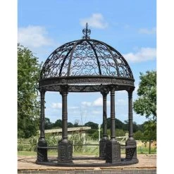 Deluxe Wrought Iron "Aurelia" Black Powder Coated Gazebo -Garden Supply Discount Store deluxe wrought iron 22aurelia 22 black powder coated gazebo 7