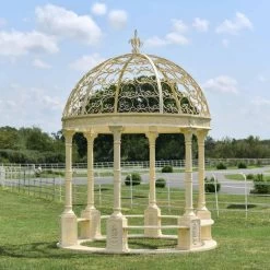 Deluxe Wrought Iron "Aurelia" French Cream Gazebo -Garden Supply Discount Store deluxe wrought iron 22aurelia 22 french cream gazebo 7