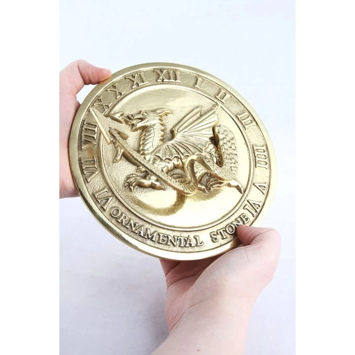Polished Brass 'Welsh Dragon' Sundial - 180mm 3 Polished Brass 'Welsh Dragon' Sundial - 180mm