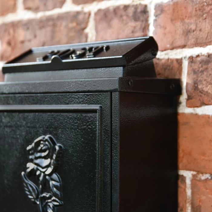 Black "Oxford Rose" Wall Mounted Post Box 5 Black "Oxford Rose" Wall Mounted Post Box - Image 3