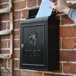 Black "Oxford Rose" Wall Mounted Post Box 12 Black "Oxford Rose" Wall Mounted Post Box -Garden Supply Discount Store dsc 1187