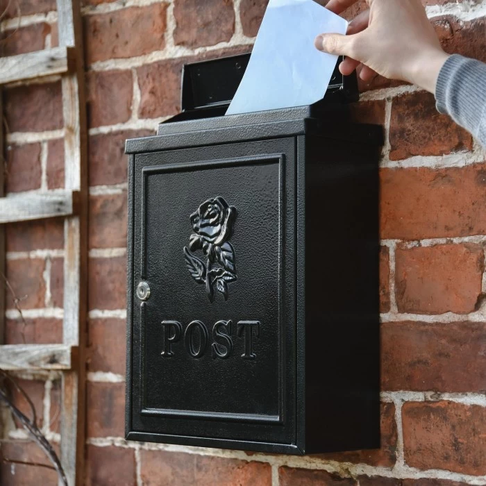 Black "Oxford Rose" Wall Mounted Post Box 7 Black "Oxford Rose" Wall Mounted Post Box - Image 5