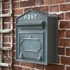 "Osteler Oppulence" Grey Wall Mounted Post Box With White Lettering -Garden Supply Discount Store dsc 1206