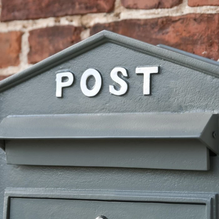 "Osteler Oppulence" Grey Wall Mounted Post Box With White Lettering 8 "Osteler Oppulence" Grey Wall Mounted Post Box With White Lettering - Image 6