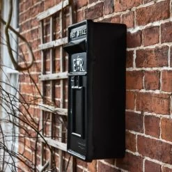 "Original Reproduction" Black Elizabeth Regina Slim Post Box -Garden Supply Discount Store dsc 3432
