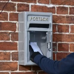 Traditional Grey & Gold Wall Mounted Post Box -Garden Supply Discount Store dsc 3681