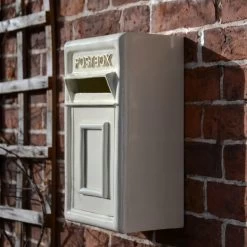 Traditional Cream & Gold Mounted Post Box -Garden Supply Discount Store dsc 3705