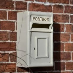 Traditional Cream & Gold Mounted Post Box -Garden Supply Discount Store dsc 3722