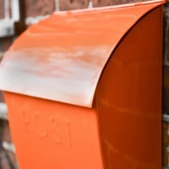 “Sunkissed Sienna” Orange Contemporary Post Box With Lock -Garden Supply Discount Store dsc 3738