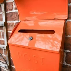 “Sunkissed Sienna” Orange Contemporary Post Box With Lock -Garden Supply Discount Store dsc 3748