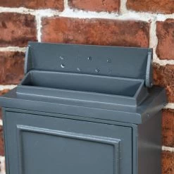 Wall Mounted Post Box With Bright Chrome Lettering - Grey Finish -Garden Supply Discount Store dsc 5057