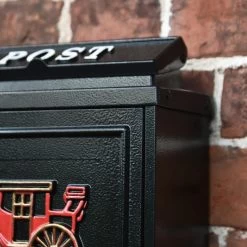Black "Oxford" Royal Carriage Wall Mounted Post Box -Garden Supply Discount Store dsc 6452