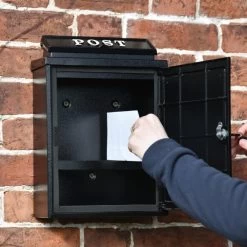 Black "Oxford" Royal Carriage Wall Mounted Post Box -Garden Supply Discount Store dsc 6466